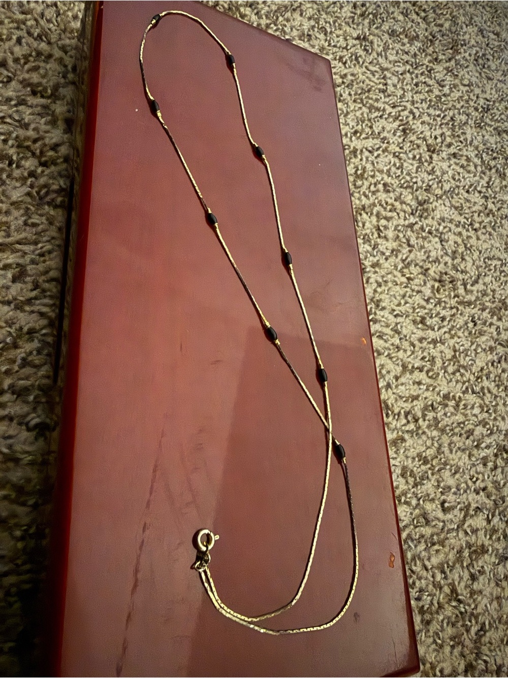 Gold and Black Onyx Bead Necklace
